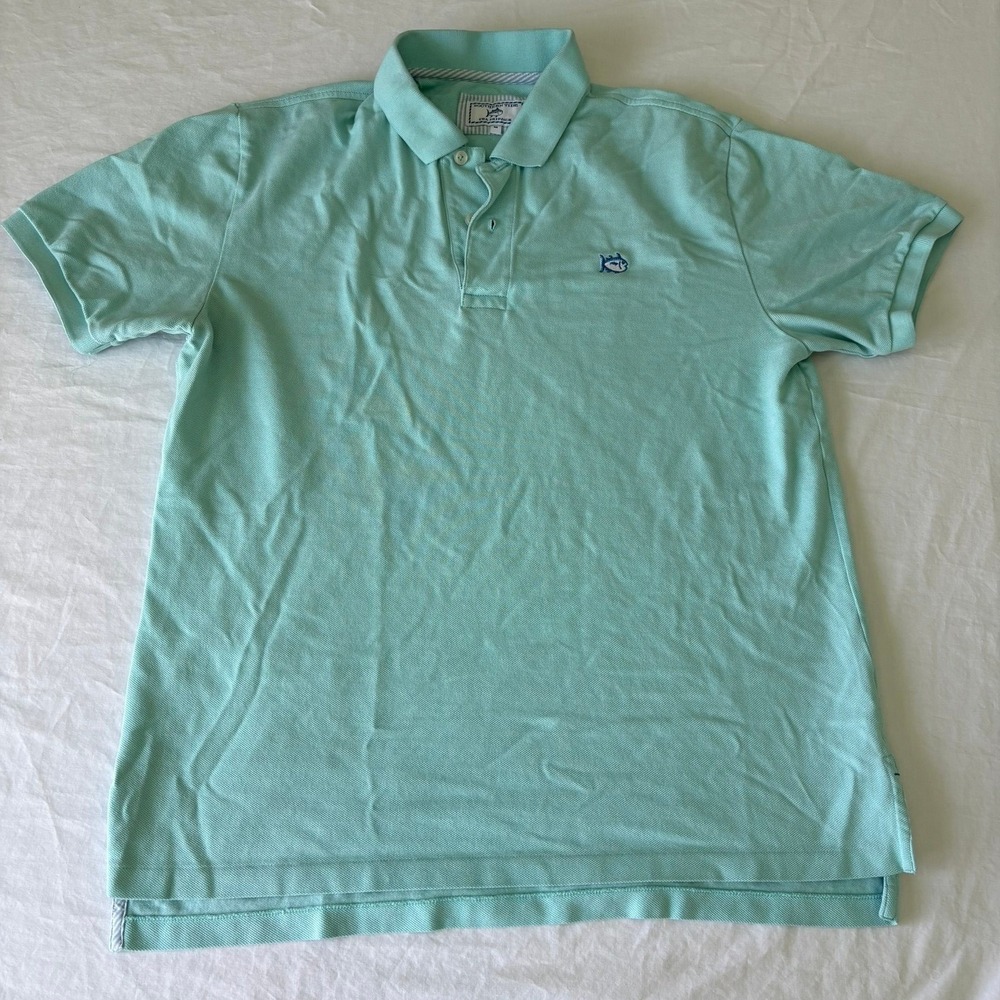 Southern Tide Skipjack Polo Mens Medium Mint Green Short Sleeve Cotton Stretch